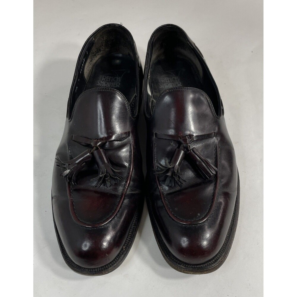 French Shriner Dark Burgundy Leather Tassel Loafer Shoes Men's 10B